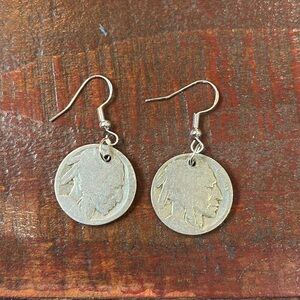 Buffalo nickel earrings.